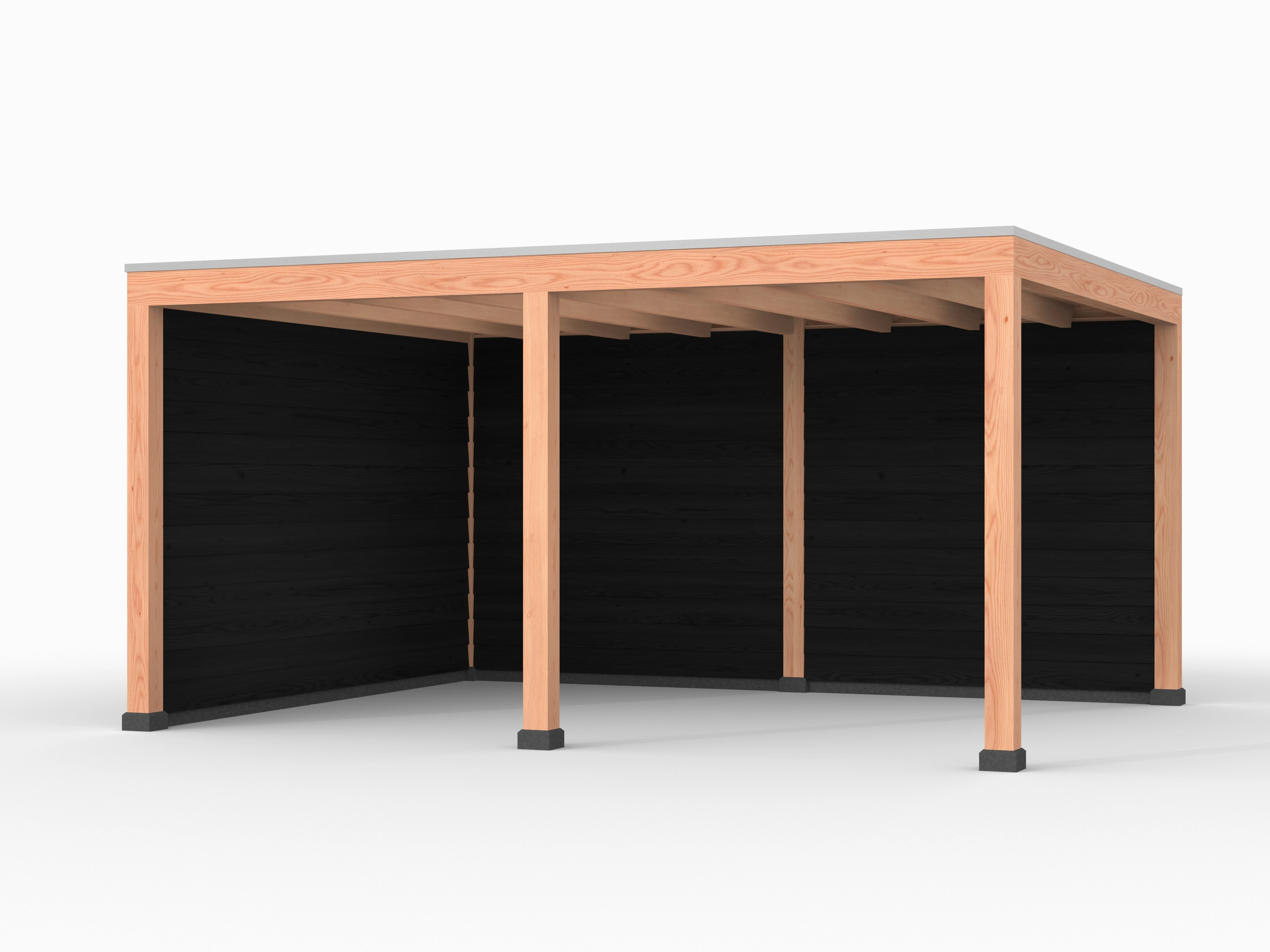 Douglas overkapping, 500 x 400, met achterwand en zijwand, Westwood Elegant zwart - Afbeelding 1